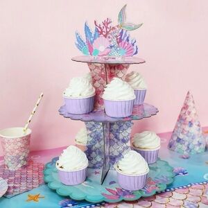 Mermaid Tail Cupcake Stand 3 Tier Dessert Tower Birthday Party Decorations